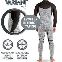 Body Glove Men’s Variant 4/3MM Long Sleeve Chest-Zip Full Wetsuit Grey/Black