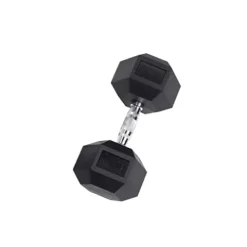 Body-Solid 5-50 lb. Rubber Dumbbell Set with Rack & Vinyl Mat Red