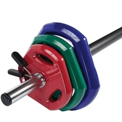 Body-Solid Cardio Barbell Training Set – Complete Cardio Exercise Barbells Set with Grey Rack and Blue/Green/Red Weight Plates