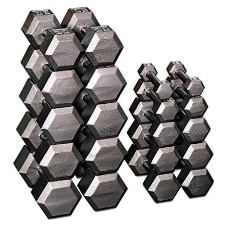 Body-Solid Cast Iron Hexagon Dumbbell Set Grey