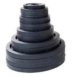 Body-Solid Cast Iron Olympic Weight Plate Set with Bar 355 lb Black