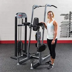 Body-Solid FCD-STK Selectorized Knee Lift Tower with Weight Assist Black Gray