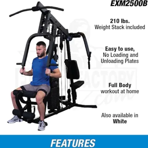 Body-Solid Multi-Station Home Gym 210lbs Red Stack Black Leg Press