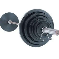 Body-Solid (OSB255) Cast Iron Olympic Weight Plate Set with Bar Black