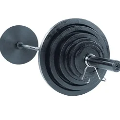 Body-Solid (OSB400) Olympic Weight Plate Set with Bar Black