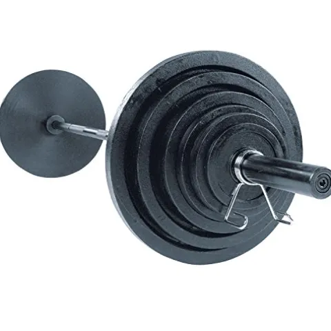 Body-Solid (OSB400) Olympic Weight Plate Set with Bar Black