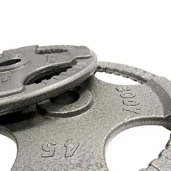 Body-Solid (OST255) Cast Iron Olympic Quad Grip Weight Plate Set Chrome Gray