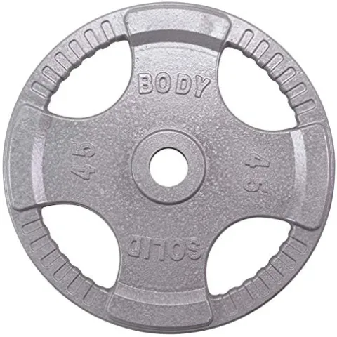 Body-Solid (OST255) Cast Iron Olympic Quad Grip Weight Plate Set Chrome Gray