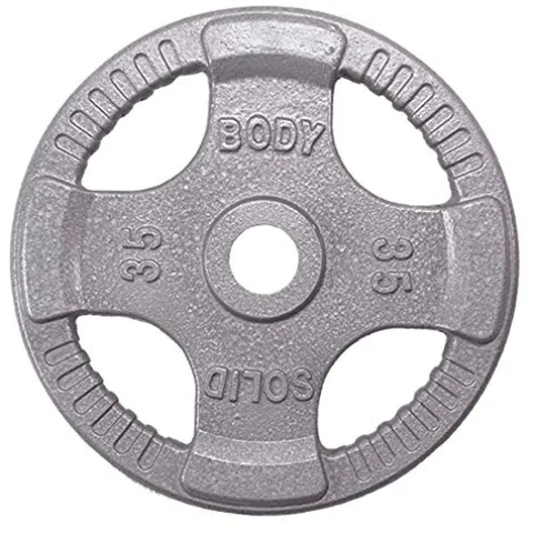 Body-Solid (OST255) Cast Iron Olympic Quad Grip Weight Plate Set Chrome Gray