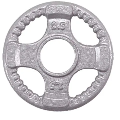 Body-Solid (OST255) Cast Iron Olympic Quad Grip Weight Plate Set Chrome Gray