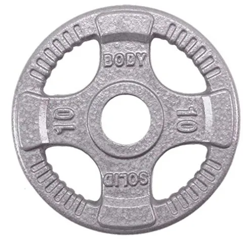 Body-Solid (OST355) Olympic Quad Grip Design Weight Plate Set – Chrome, Gray