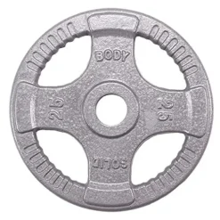 Body-Solid (OST355) Olympic Quad Grip Design Weight Plate Set – Chrome, Gray