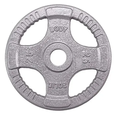 Body-Solid (OST355) Olympic Quad Grip Design Weight Plate Set – Chrome, Gray