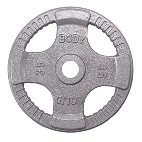 Body-Solid (OST355) Olympic Quad Grip Design Weight Plate Set – Chrome, Gray