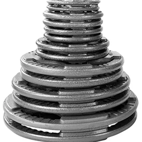 Body-Solid (OST355) Olympic Quad Grip Design Weight Plate Set – Chrome, Gray