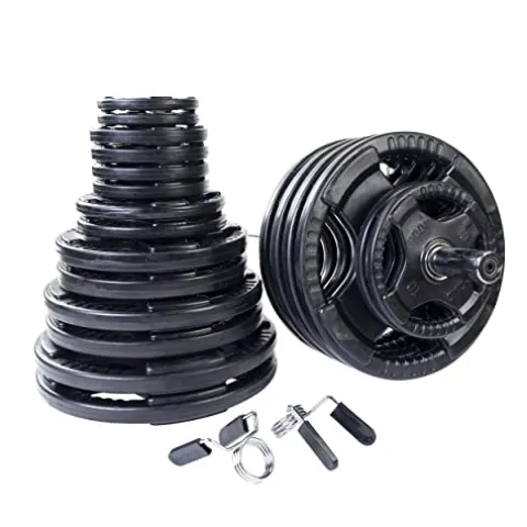 Body-Solid 500-Pound Rubber Grip Olympic Barbell Set with 7 ft. Bar Chrome