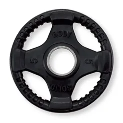 Body-Solid Quad Grip Design Rubber Plate Olympic Weight Plates 255lbs Set Black