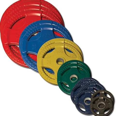 Body-Solid Quad Grip Design Rubber Plate – Olympic Weight Plates Set Multi