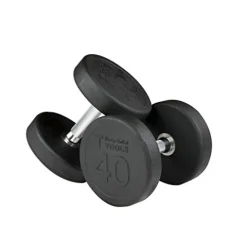 Body-Solid Round Rubber Dumbbell Set with Rack