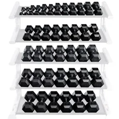 Body-Solid Rubber Coated Hexagon Dumbbells Black