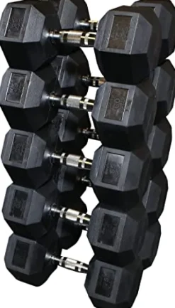 Body-Solid Rubber Coated Hexagon Dumbbells Black