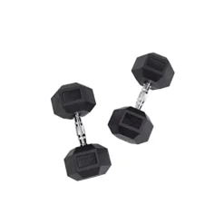 Body-Solid Rubber Hex Dumbbell Set 5-50 lbs Black