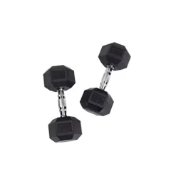 Body-Solid Rubber Hex Dumbbell Set 5-50 lbs Black
