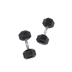 Body-Solid Rubber Hex Dumbbell Set 5-50 lbs Black