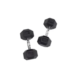 Body-Solid Rubber Hex Dumbbell Set 5-50 lbs Black