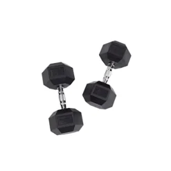 Body-Solid Rubber Hex Dumbbell Set 5-50 lbs Black
