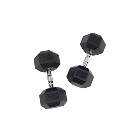 Body-Solid Rubber Hex Dumbbell Set 5-50 lbs Black