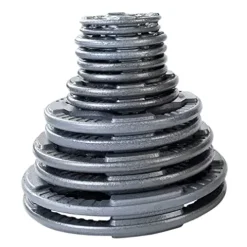 Body-Solid Smith Machine Package with Bench, Olympic 255 lbs. Weight Set Red