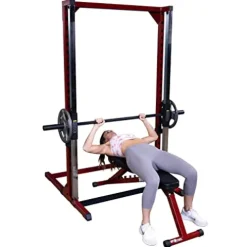 Body-Solid Smith Machine Package with Bench, Olympic 255 lbs. Weight Set Red