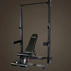 Body-Solid SPR500 Half Cage Power Rack with ProClub Adjustable Weight Bench Black