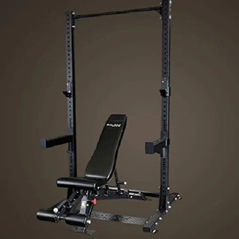 Body-Solid SPR500 Half Cage Power Rack with ProClub Adjustable Weight Bench Black