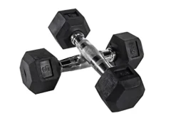 Bolt Fitness Supply Hex Rubber Dumbbell Set 5-35 lb Black Silver