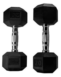 Bolt Fitness Supply Hex Rubber Dumbbell Set 5-35 lb Black Silver