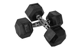 Bolt Fitness Supply Hex Rubber Dumbbell Set 5-35 lb Black Silver