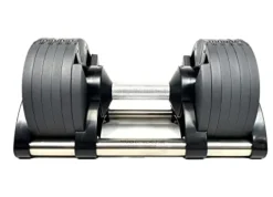 Bolt Fitness Supply NUOBELL Adjustable Dumbbell Pair Black Silver | 5-50LB, Multiple Weight Levels, One-Hand | Strength Training Equipment