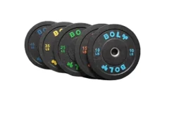 Bolt Fitness Supply Olympic Crumb Bumper Plate Set 260 Lb – Black Blue Green Yellow Orange