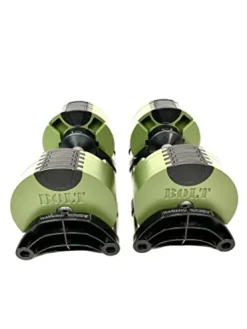 Bolt Fitness Supply x NÜOBELL Adjustable Dumbbell 5-50LB (Pair) Green Silver. Full Body Workout Home Gym.