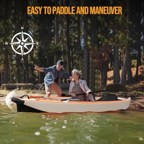 Bonnlo Inflatable Foldable Kayak with Seats and Pump Gray/Orange