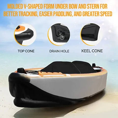 Bonnlo Inflatable Foldable Kayak with Seats and Pump Gray/Orange