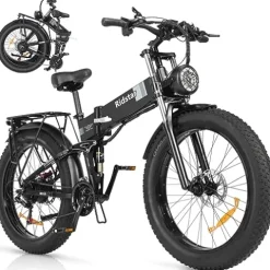 Bopzin Folding Electric Bike for Adults 26”-2000W 48V 20AH-Foldable Black
