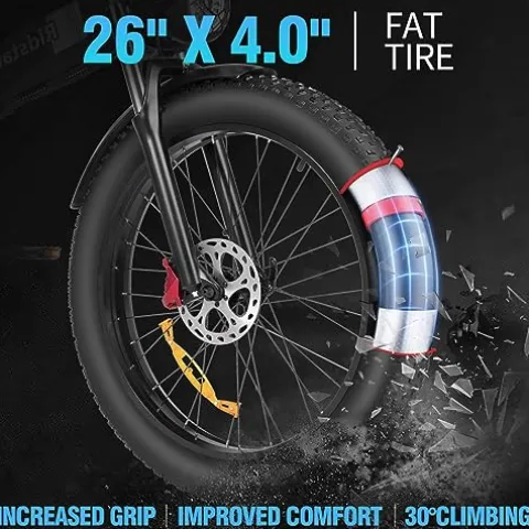 Bopzin Folding Electric Bike for Adults 26”-2000W 48V 20AH-Foldable Black