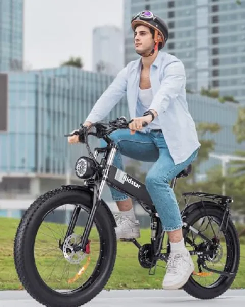 Bopzin Folding Electric Bike for Adults 26”-2000W 48V 20AH-Foldable Black