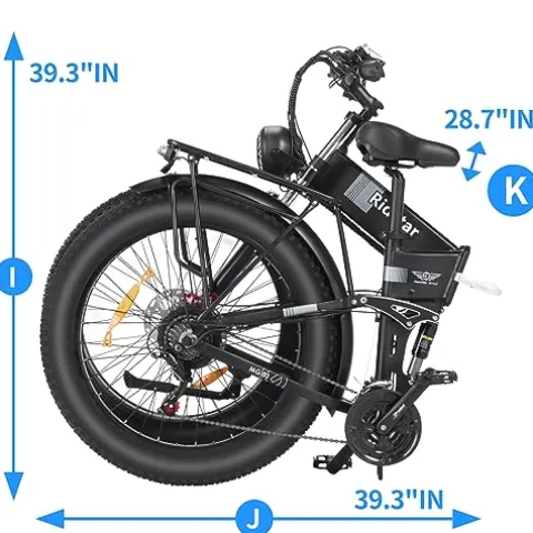 Bopzin Folding Electric Bike for Adults 26”-2000W 48V 20AH-Foldable Black
