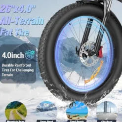 Bopzin Folding Electric Bike for Adults – 1500W 37MPH Ebike with 48V 20AH 960Wh Battery – 26″ x 4.0″ 75 Miles – 21-Speed Gears – Beach Mountain Snow Electric Bicycle UL Certified 26”-2000W 48V 20AH -Foldable