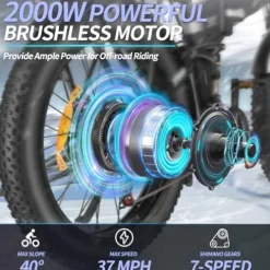 Bopzin Folding Electric Bike for Adults – 1500W 37MPH Ebike with 48V 20AH 960Wh Battery – 26″ x 4.0″ 75 Miles – 21-Speed Gears – Beach Mountain Snow Electric Bicycle UL Certified 26”-2000W 48V 20AH -Foldable