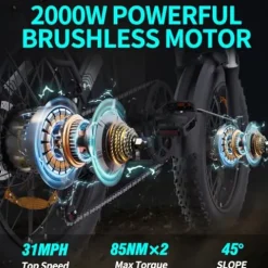 Bopzin Folding Electric Bike for Adults – Dual Motor 2000W 31MPH Ebike 20”-2000W 48V 23AH -Foldable